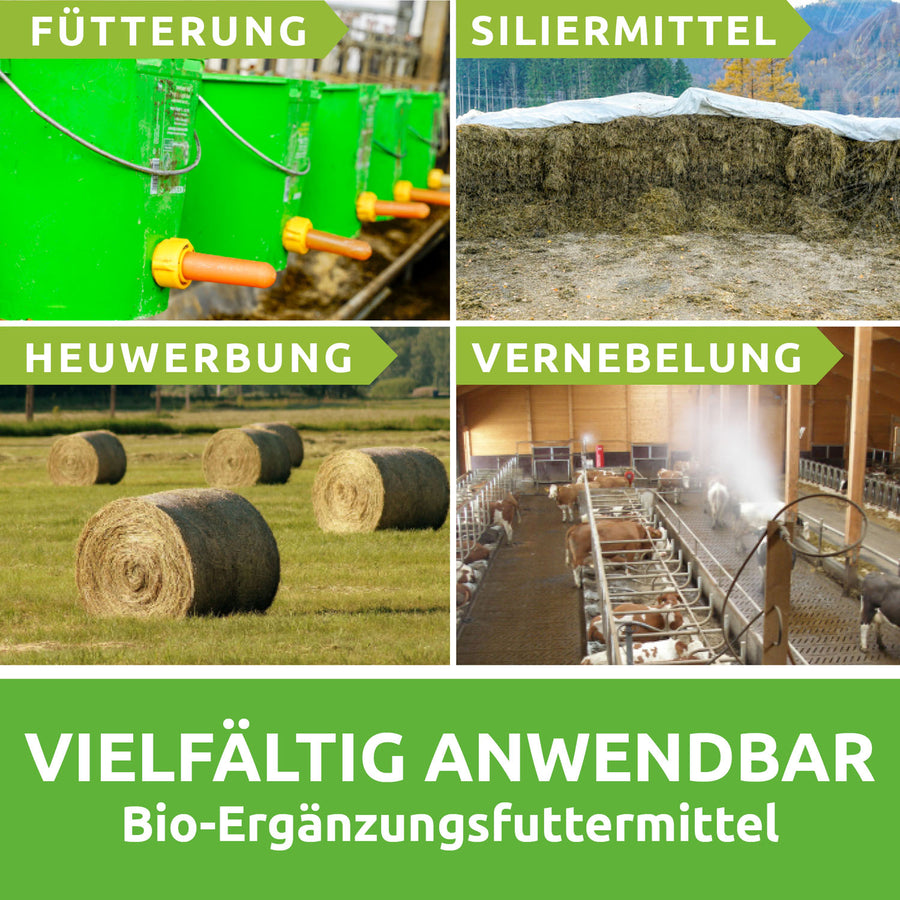 CFKE Kräuterextrakt vielfältig anwendbar für Fütterung, Heuwerbung, Vernebelung und als Siliermittel