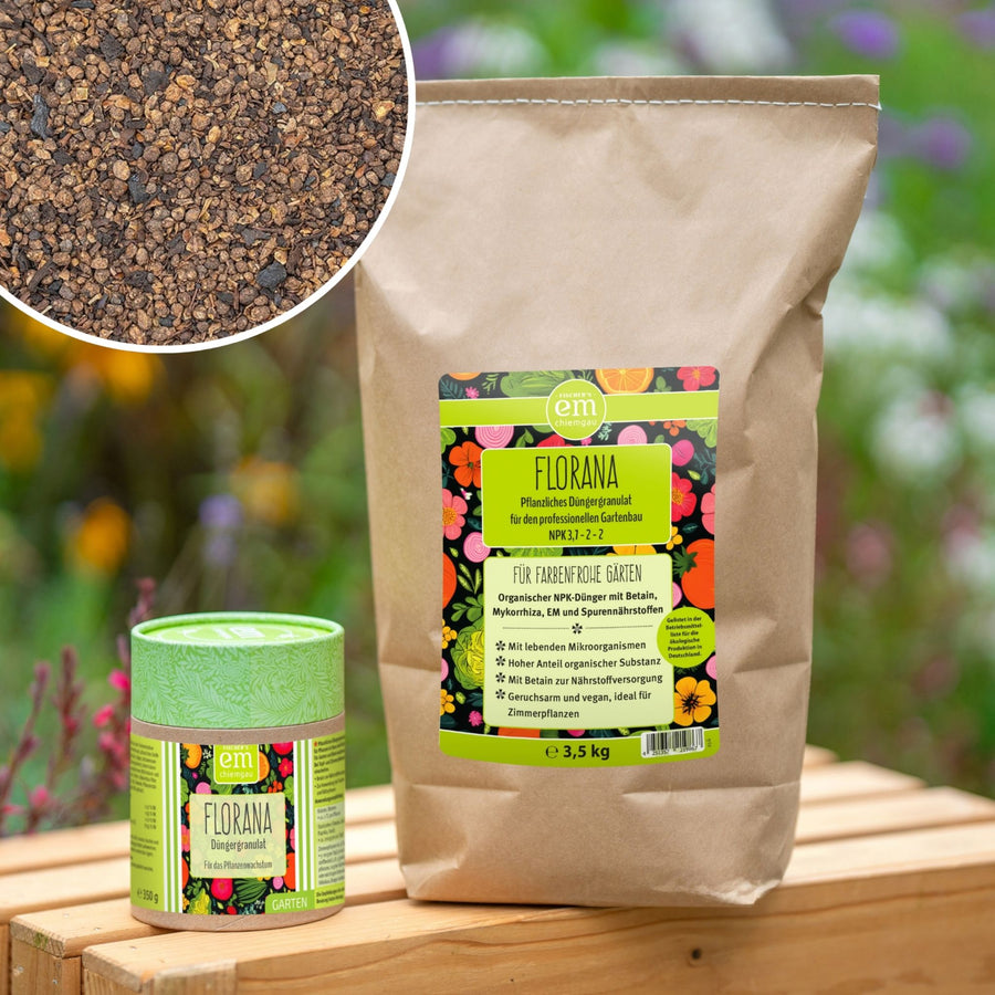 veganer organischer Dünger Florana für alle Pflanzen im Garten