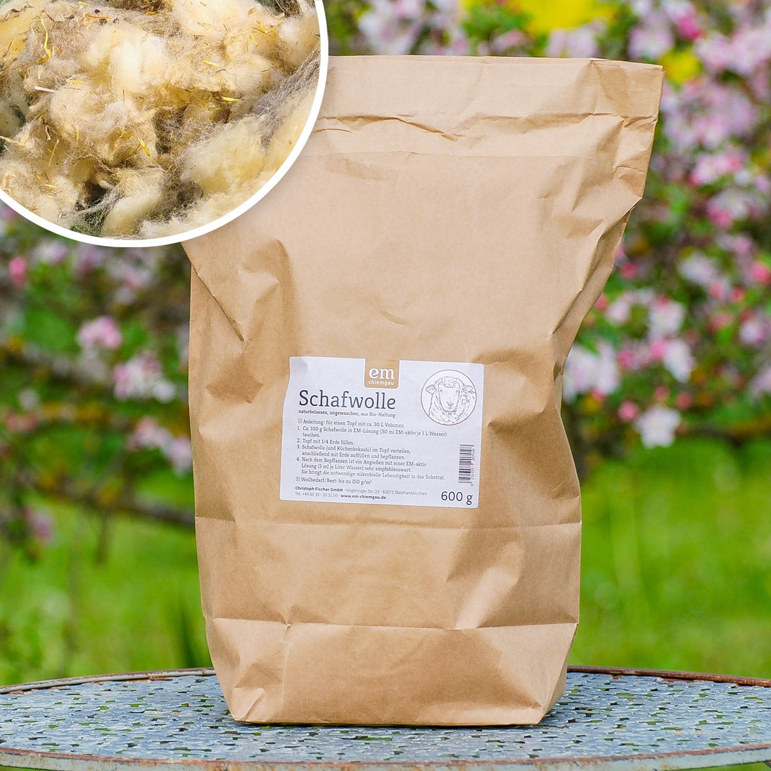 Unbehandelte Schafwolle als Langzeitdünger und Wasserspeicher – Fischer's  EM-Chiemgau Online-Shop