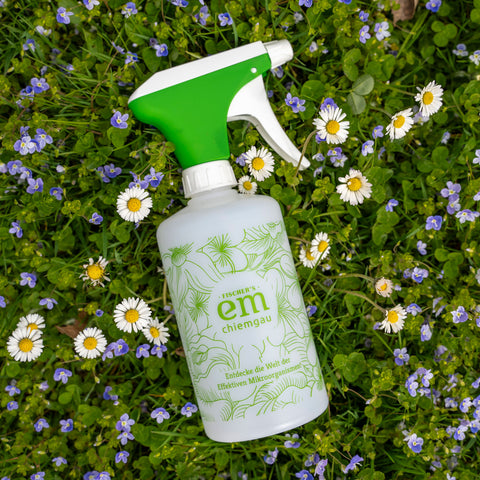 Sprühflasche aus Bio-Kunststoff (Green PE) - Mit EM-Chiemgau Design 