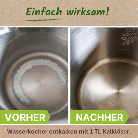 Wasserkocher entkalken mit 1 Teelöffel Kalklöser
