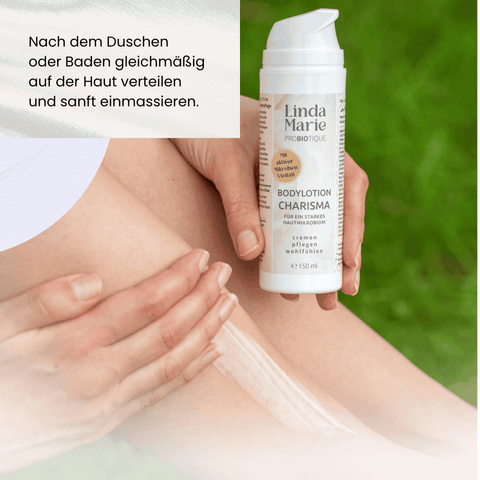 Nach dem Duschen oder Baden gleichmäßig auf der Haut verteilen und sanft einmassieren