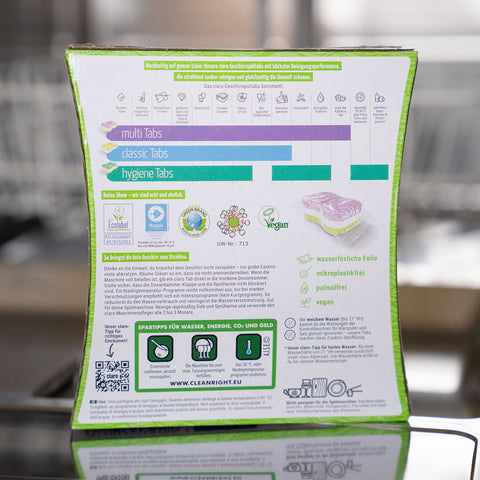 Rückseite von Claro Geschirrspültabs