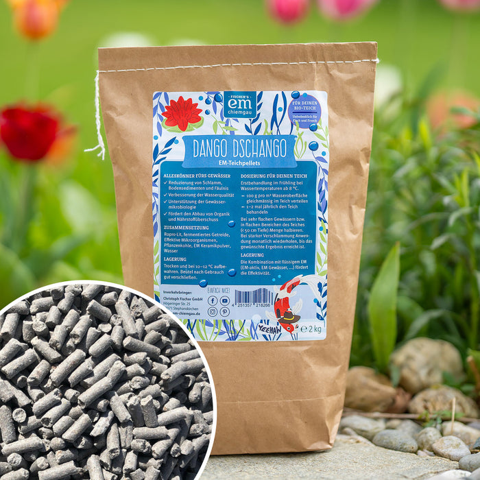 Dango-Dschango · Pellets für klaren Teich mit Gesteinsmehl & Mikroorganismen · 2 kg