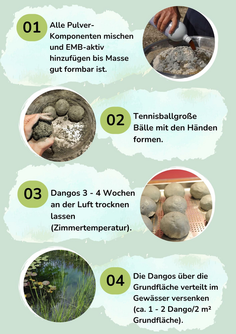 Dango anleitung dangos selber herstellen teichbehandlung schlammbehandlung algen