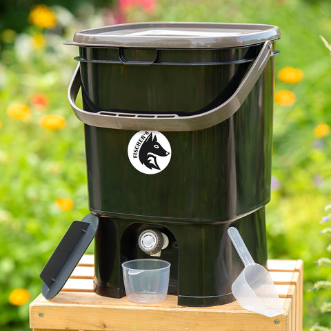 Fairfox Bokashi Eimer schwarz einzeln mit 19l Fassungsvermögen