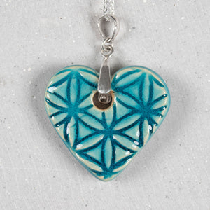 Herz Blume des Lebens, silber 42 cm