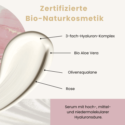 Mit 3-fach-Hyaluron-Komplex, Bio Aloe Vera, Olivensqualane und Rose