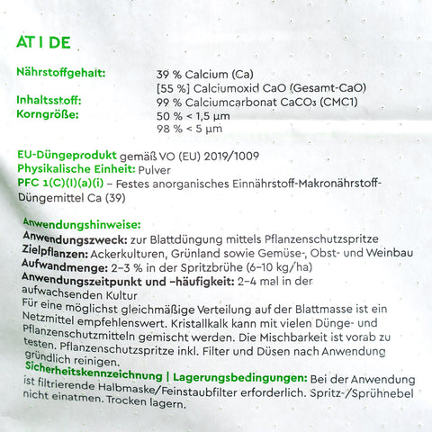 Kristallkalk Inhaltsstoffe und Aufwandmenge