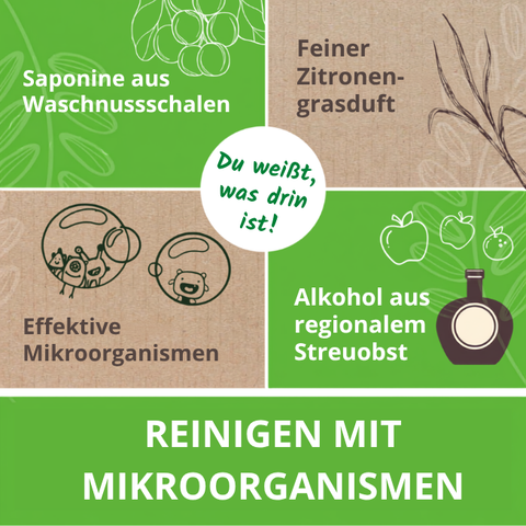 Reinigen mit Effektiven Mikroorganismen und Saponine aus Waschnussschalen