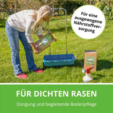Rasen Rainer Rasendünger für dichten Rasen.