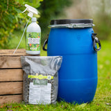 Rasenbokashi Set mit 30 Liter Fass zur Herstellung von fermentiertem Rasenschnitt als Dünger und Mulch
