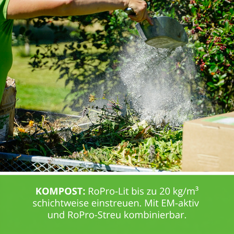 RoPro-Lit Dosierung für die Zugabe zum Kompost. 