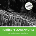 RoPro-Streu Pflanzenkohle mit poröser Oberfläche kann Wasser & Nährstoffe binden. 