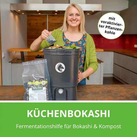 RoPro-Streu Pflanzenkohle als Fermentationshilfe für Bokashi und Kompost. 