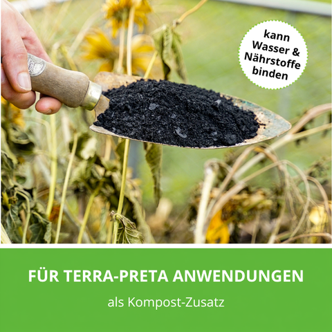 RoPro-Streu Pflanzenkohle für Terra-Preta Anwendungen.