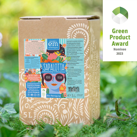 Sapalotta veganer nachhaltiger Bio Reiniger von EM Chiemgau in der praktischen 5 Liter Bag in Box Verpackung