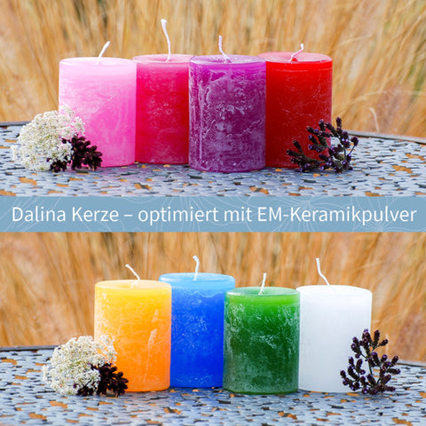 EM-Keramik-Kerze klein optimiert mit EM-Keramikpulver in vielen verschiedenen Farben