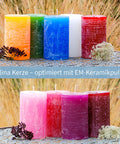 EM-Keramik-Kerze Stumpen optimiert mit EM-Keramikpulver erhältlich in unterschiedlichen Farben