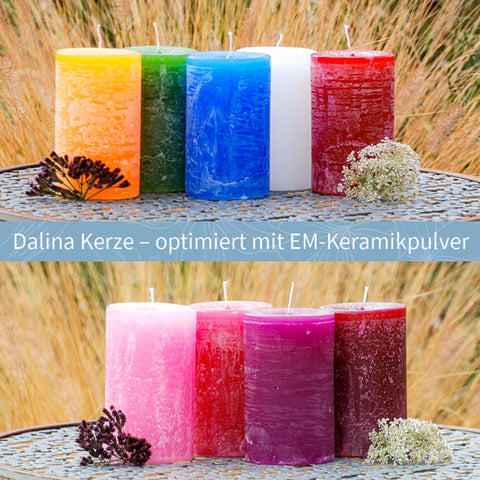 EM-Keramik-Kerze Stumpen optimiert mit EM-Keramikpulver erhältlich in unterschiedlichen Farben