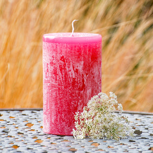 Himbeerrosa Stumpenkerze 17 cm