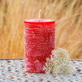 EM-Keramik Stumpen-Kerze mit EM-Keramikpulver weihnachtsrot