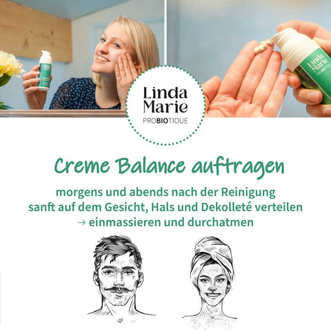 Creme Balance Linda Marie Probiotique Bio-Naturkosmetik EM-Chiemgau Anwendung