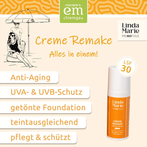 Creme Remake Foundation Sonnenschutz Anti Aging Linda Marie Probiotique