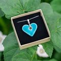 Herzmedaillon blau mit Silberkette in Schmuckverpackung