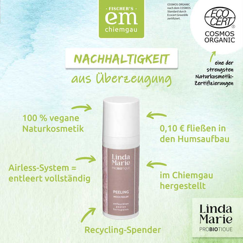 Peeling Linda Marie Probiotique Bio-Naturkosmetik EM-Chiemgau nachhaltig vegan Recycling Spender