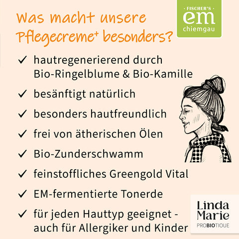 Pflegecreme+ Linda Marie Probiotique Bio-Naturkosmetik EM-Chiemgau 