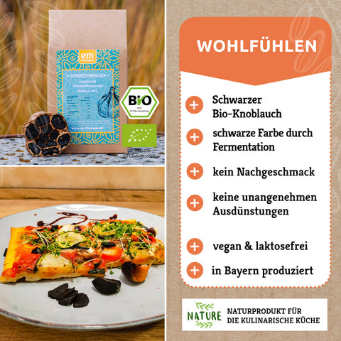 Fermentierter schwarzer Knoblauch in Bio-Qualität, vegan und laktosefrei, produziert in Bayern