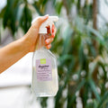 EM-Hygienespray in einer Sprühflaschen angemischt und beklebt mit dem praktischen Sticker Etikett