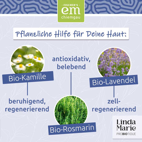 Waschgel Linda Marie Probiotique Bio-Naturkosmetik EM-Chiemgau natuerliche pflanzliche Inhaltsstoffe